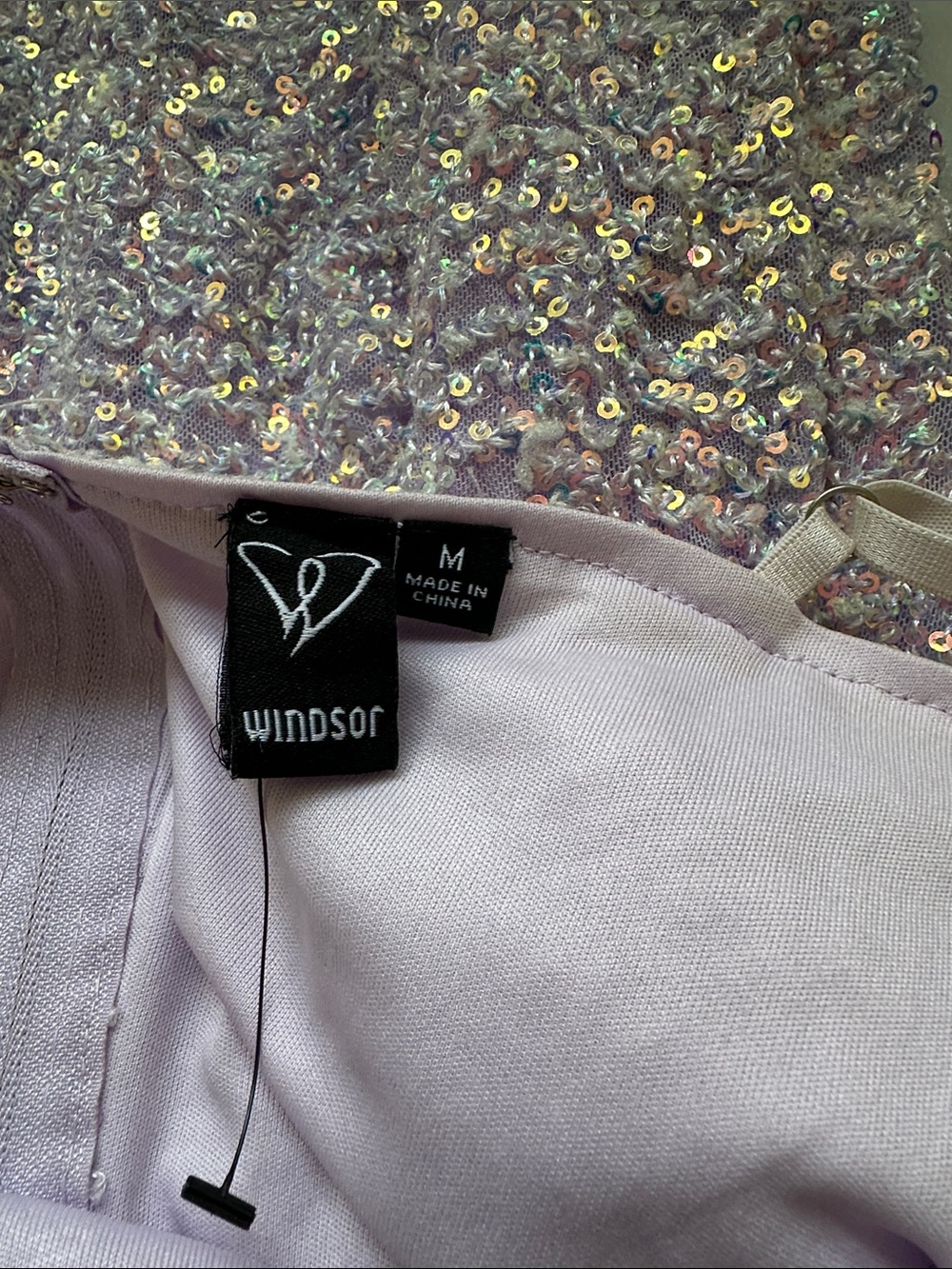 Windsor Iridescent Sparkling Lavender Sequin Mini Dress Size Medium - Picture 4 of 8